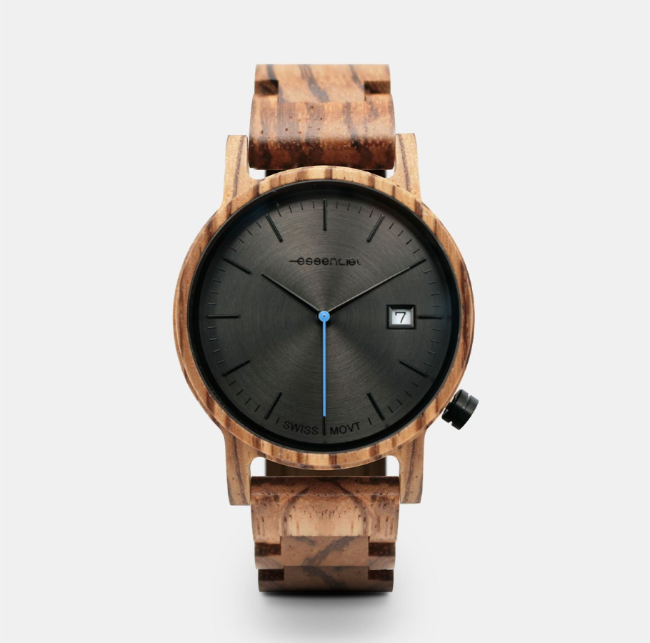 ESSENCIEL Men's watch full zebrano wood