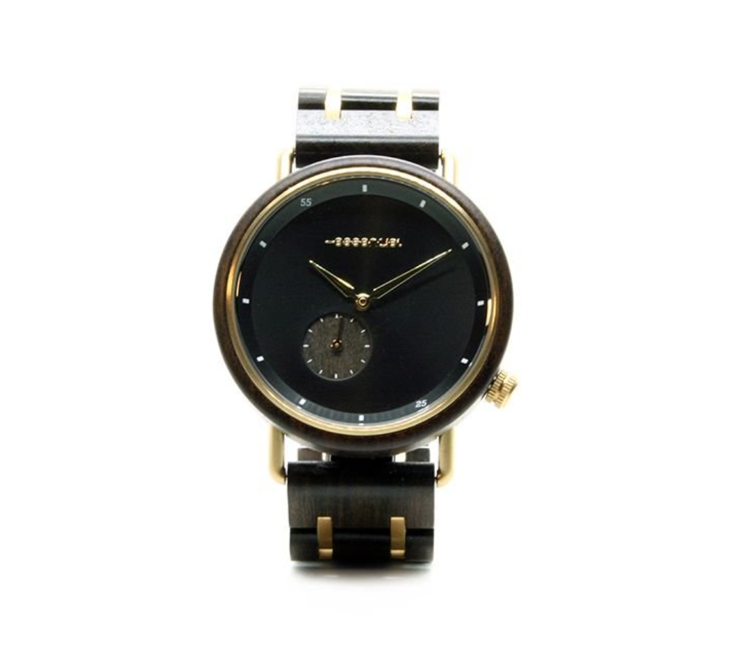 ESSENCIEL Black and wood men's watch - 40mm