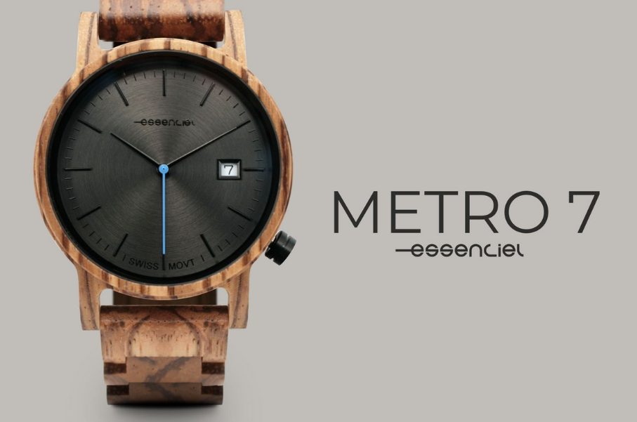 ESSENCIEL Men's watch full zebrano wood