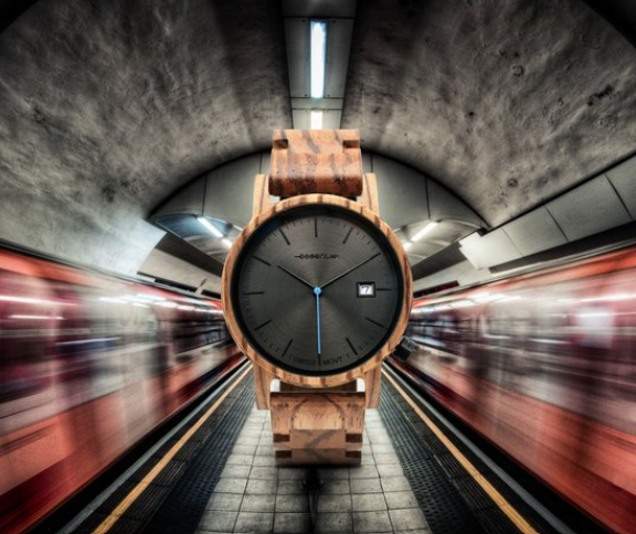 ESSENCIEL Men's watch full zebrano wood