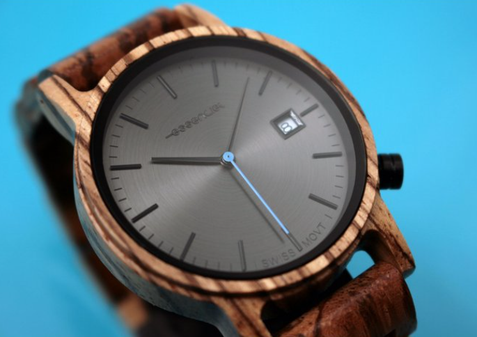 ESSENCIEL Men's watch full zebrano wood