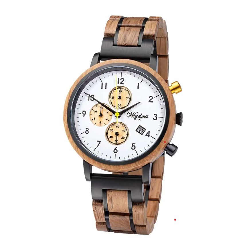 Chronograph Gin White Gold Wood Strap Men's Watch